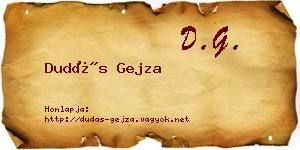 Dudás Gejza névjegykártya